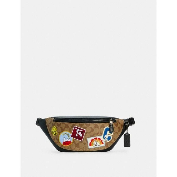 Coach X Peanuts Warren Belt Bag Signature Canvas With Varsity Patches NWT $350 - Picture 12 of 12